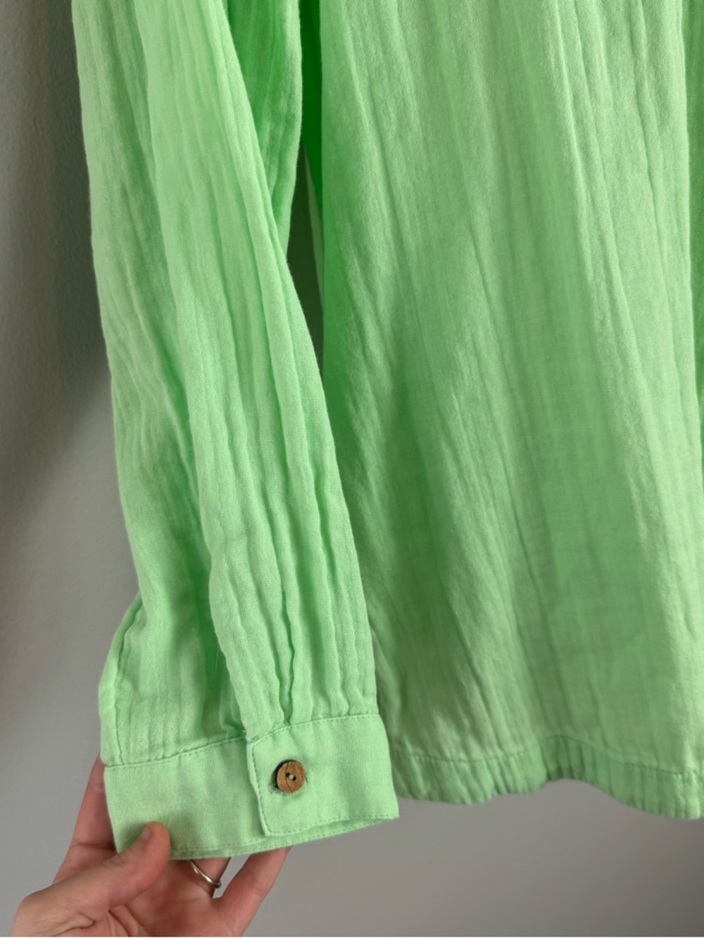 Soft Surroundings Escambia Gauze Green Cotton Tunic Button Up Shirt Size Large - Picture 2 of 9